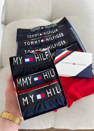 Подарунковий набір  чоловічих трусів боксерів tommy hilfiger томмі хилфігер 3 штуки + коробка2 фото