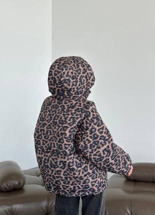 Леопардовый пуховик, куртка зимняя на силиконе 250, принт лео8 фото