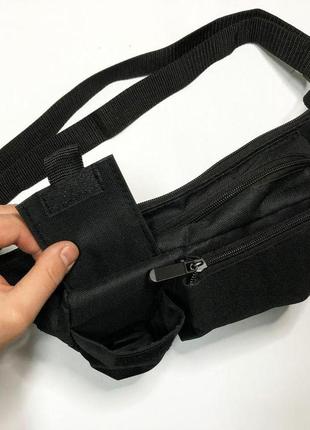 Качественная и надежная тактическая сумка-бананка из прочной и водонепроницаемой ткани черная iy-897 через3 фото