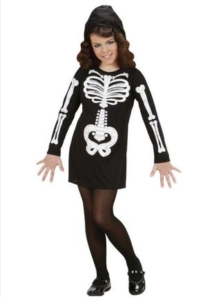 Карнавальный костюм платье скелет череп смерть  на 11, 12, 23, 14, 15 лет или взрослый на хеллоуин хелоуин хелловин хеловин