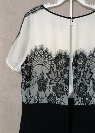 Платье m&s collection petite плиссе чёрное белое с кружевом9 фото