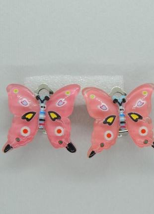 Сережки кліпси дитячі для вух без пробивання метелик бі-бі казкова принцеса1 фото