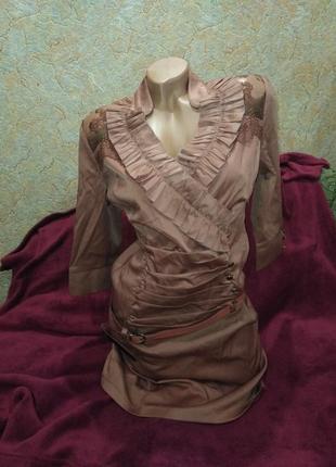 Нове, гарне світло-коричневе плаття з мереживною спинкою, 42-44р2 фото