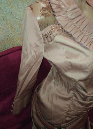 Нове, гарне світло-коричневе плаття з мереживною спинкою, 42-44р5 фото