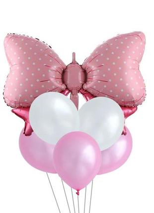 Набір повітряних кульок рожевий бантик1 фото