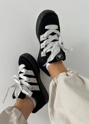 Adidas adimatic full black / white4 фото