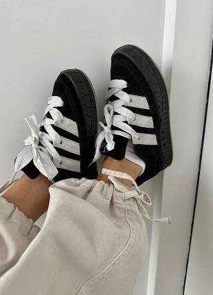 Adidas adimatic full black / white5 фото