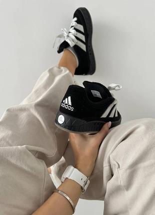 Adidas adimatic full black / white6 фото