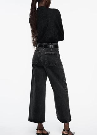 Джинсы high-waist - wide leg - cropped - rigid iс ремнем от zara2 фото