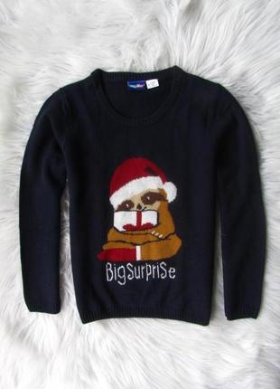 Кофта свитер джемпер ленивец f&f новогодний новый год рождественский christmas