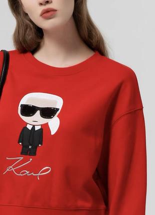 Свитшот karl lagerfeld красный черный с надписью женский2 фото