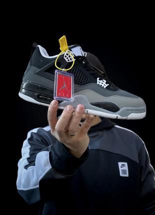 Чоловічі кросівки кросівки nike air jordan 4 black grey fur