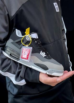 Мужские кроссовки кроссовки nike air jordan 4 black grey fur4 фото