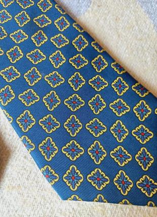 Шелковый французский синий галстук дорогого бренда в принт figaret3 фото