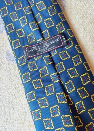 Шелковый французский синий галстук дорогого бренда в принт figaret4 фото