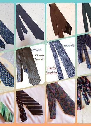 Шелковый французский синий галстук дорогого бренда в принт figaret5 фото