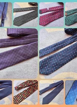 Шелковый французский синий галстук дорогого бренда в принт figaret6 фото