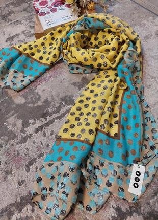 Желто-голубой в горошек шарф msh(180 см на 86 см)