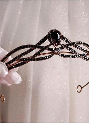 Корона на голову диадема для ребенка девочки черная маленькая