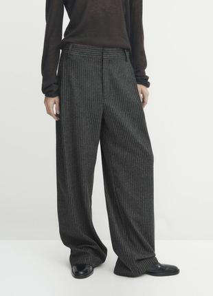 Massimo dutti брюк в интерьерную полоску серый новый оригинал шерсть2 фото
