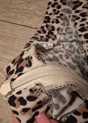 Леопардовая короткая  миди юбка6 фото