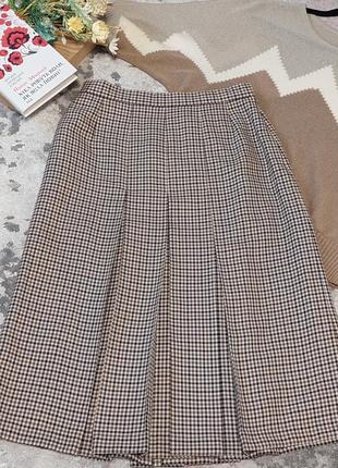 Винтажная шерстяная юбка миди 🔹принт гусиная лапка🔹 aquascutum(размер 36-38)1 фото