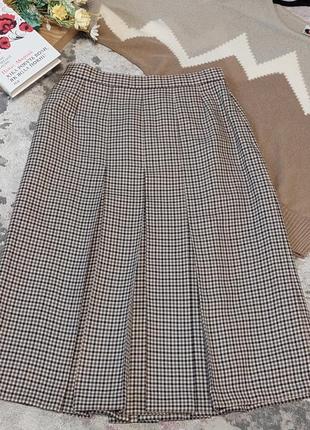 Винтажная шерстяная юбка миди 🔹принт гусиная лапка🔹 aquascutum(размер 36-38)3 фото