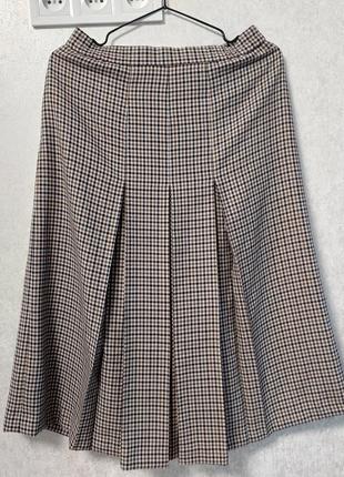 Винтажная шерстяная юбка миди 🔹принт гусиная лапка🔹 aquascutum(размер 36-38)2 фото