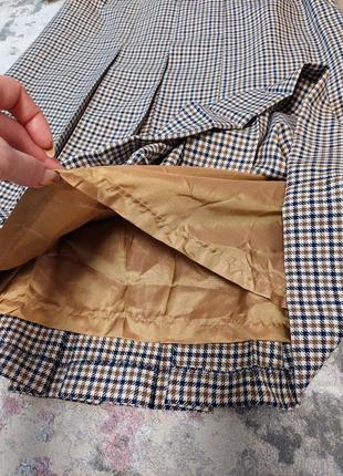 Винтажная шерстяная юбка миди 🔹принт гусиная лапка🔹 aquascutum(размер 36-38)5 фото
