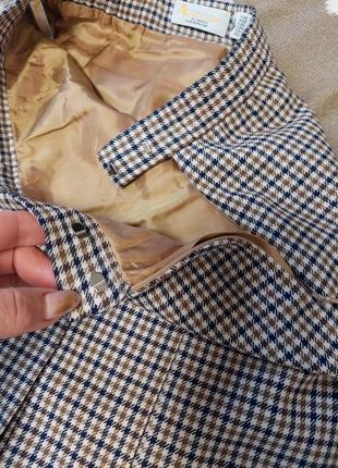 Винтажная шерстяная юбка миди 🔹принт гусиная лапка🔹 aquascutum(размер 36-38)7 фото