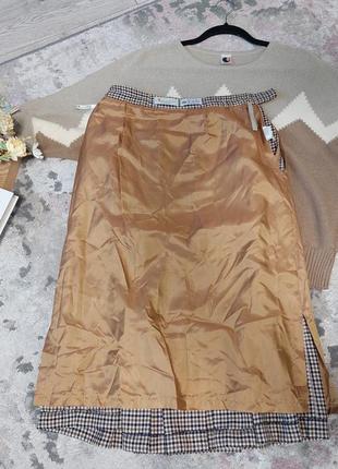 Винтажная шерстяная юбка миди 🔹принт гусиная лапка🔹 aquascutum(размер 36-38)8 фото