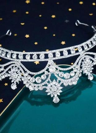 Корона диадема серебро серая свадьба для невесты конкурс красоты