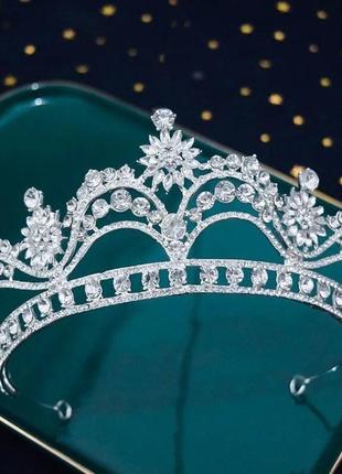 Корона диадема серебро серая свадьба для невесты конкурс красоты