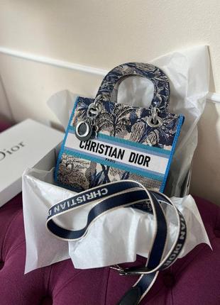 Сумка леди диор christian dior blue tropic