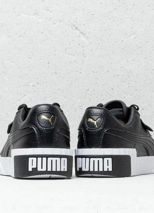 Кроссовки женские, мужские puma cali, черные / белые, пума кали, кеды5 фото