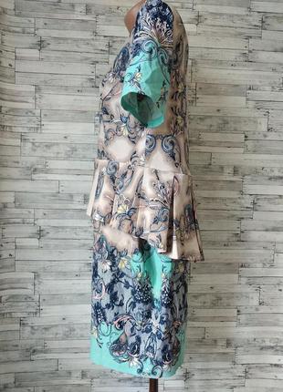 Женское платье illana с баской разноцветное с принтом 50 размера8 фото