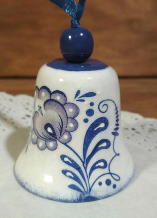 Колокольчик керамический коллекционный, елочная игрушка