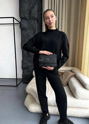 Женская сумка prada monochrome saffiano black2 фото
