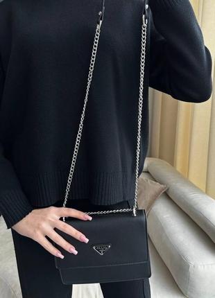 Женская сумка prada monochrome saffiano black3 фото