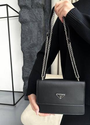 Женская сумка prada monochrome saffiano black4 фото