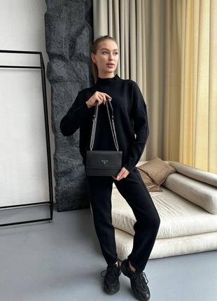Женская сумка prada monochrome saffiano black9 фото