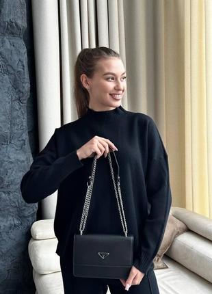 Женская сумка prada monochrome saffiano black7 фото