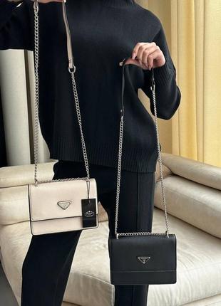 Женская сумка prada monochrome saffiano black10 фото
