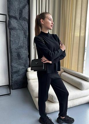Женская сумка prada monochrome saffiano black8 фото