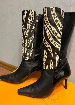 Чоботи на підборах бренду valle verde натуральная шкіра, хутро