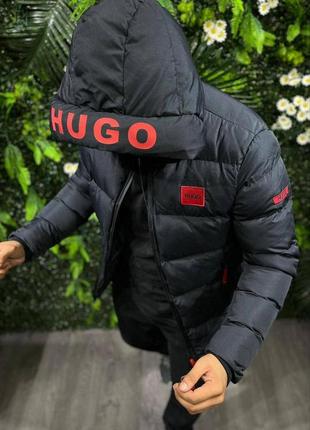 Крутая зимняя эврозимая куртка укороченный пуховик в стиле hugo boss3 фото