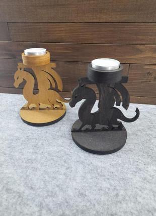 Подсвечник деревянный "дракон", 15 см, венге