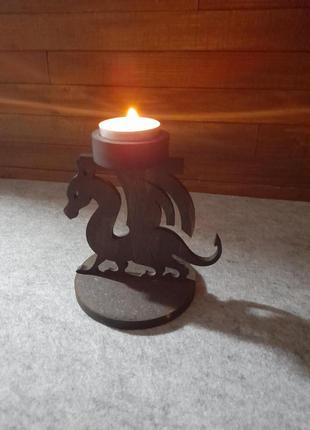 Подсвечник деревянный "дракон", 15 см, венге
