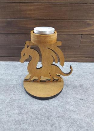Подсвечник деревянный "дракон", 15 см, венге