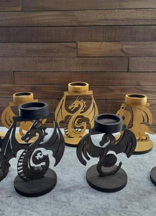 Подсвечник деревянный "дракон", 15 см, венге